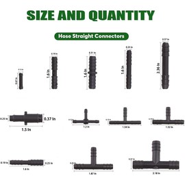 TSUGAMI Vacuum Connector Assortment, 125 Pcs Nylon Barbed Type Vacuum Tubing Connector Assortment Kit, Universal 12 Sizes Hose Tee Reducer and Straight Connectors, Vacuum Hose Line Fittings