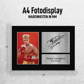HWC Trading A4 Dolph Lundgren Rocky 4 IV Ivan Drago Presents Printed Autographed Autograph Display Film Fans - A4