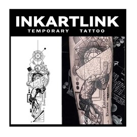 INKARTLINK Temporary Tattoos, 2 Sheets large Semi Permanent Tattoo Adult Art Design Waterproof Temp Tattoo Stickers Realistic Look, No Adhesive, Lasts 1-2 Weeks (Atlas)