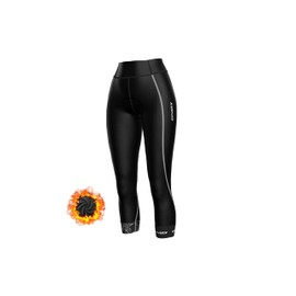 Sparx Women Padded Bike Pants Cycling Shorts Bicycle Thermal Capris 3/4 Winter Biking Tights (Black/White Seams, S)