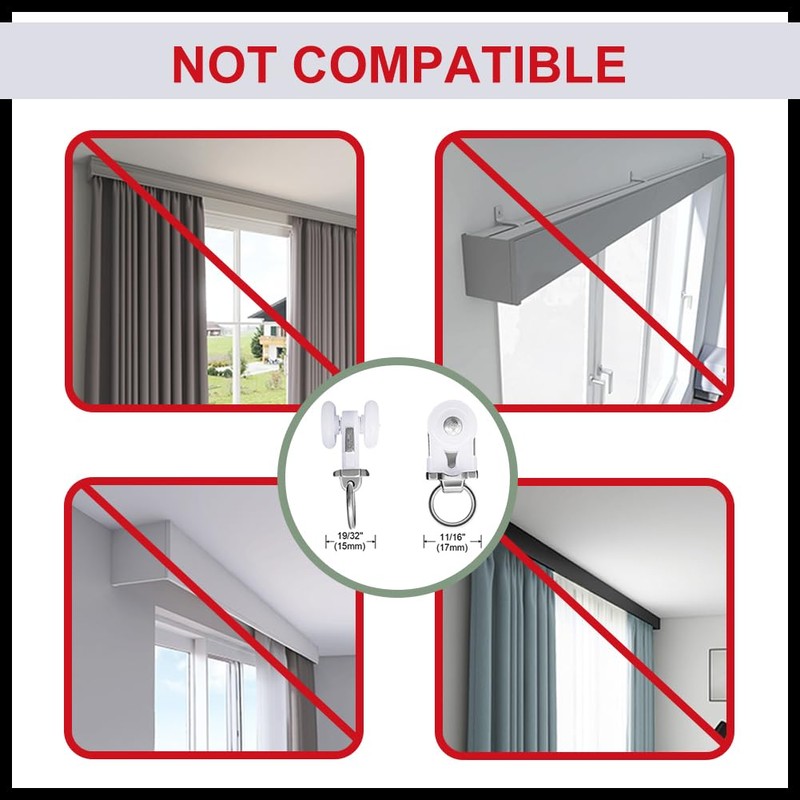 ZSHINE Aluminium Alloy Heavy-duty Curtain Rail Pulleys Runners(50pcs)