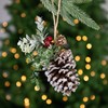 Northlight 13" Frosted Pine Cone with Mixed Foliage Christmas Ornament