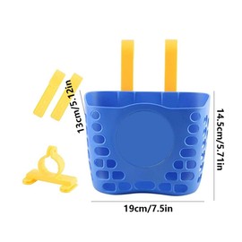 Kids Bike Basket Cute Hollowed Kid's Bicycle Front Handlebar Plastic Basket Kids Bicycle Basket for Girls & Boys Bike, 19x13x14.5cm 1PC Dark Blue Kids Bike Basket Bike Accessories for Girls Bicycle H