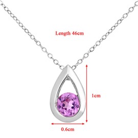 Citerna Women's 9 ct White Gold 0.20 ct Created Pink Sapphire Teardrop Pendant on Chain of Length 46 cm