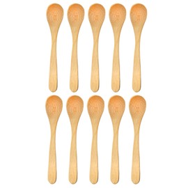 BambooMN Bamboo Serving Spoons, Mini Salt Sugar Spoon, Tiny Wooden Spoons for Spices, Carbonized Brown Oval 4.3", 30 Pieces