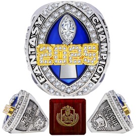 LANGE HOME 2025 Fantasy Football Ring,Fantasy Football Championship Ring with High-Grade Gift Box,League Champion Trophy Rings Premium Award for Winner
