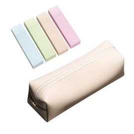 XMNIVATE 1 Piece Cream Pencil Case, 400 Sticky Notes, Pencil Case for Organizing and Storage, Stationery Bag, Makeup Brush Storage Bag, Portable Stationery Bag