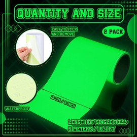 Fuyoooo 2 Rolls 6 Inch ×16.4ft Wide Glow in The Dark Tape Green Long-Lasting Bright Fluorescent Strong Adhesive Warterproof Tape for Night Decorations, Stairs, Walls and Exit Sign