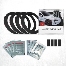 RT Rim Protectors 1/4 Inch Wide Wheel Rim Protectors | Curb Rash Rim Protector | Set of 4 | Durable Rim Guards | Easy to Install Universal Fit (Black)