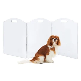 Clear Acrylic Freestanding Dog Gates for The House – Folding 3-Panel Pet Gates for Doorways, Indoor Stairs, and Hallways, Transparent Barrier for Dogs, Puppies, and Cats