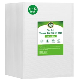 Syntus Vacuum Sealer Bags for Food, 400 Count Quart 8" x 12" Commercial Grade PreCut Bag, BPA Free Food Vac Bags for Storage, Meal Prep or Sous Vide