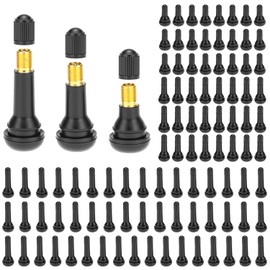 QWORK TR412 TR413 TR414 Tire Valve Stems, 100 Pieces Tubeless Valve Stems, Rubber Snap-in Valves for Cars, Trucks, Trailers, and More - Fits 0.453 Inch Rim Holes, Up to 65 PSI