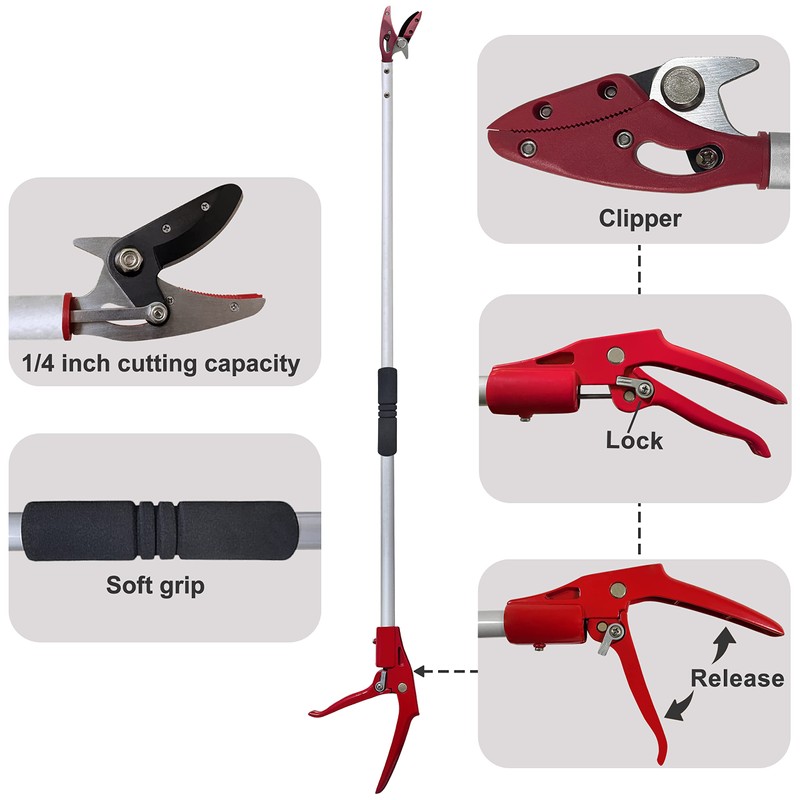 Prunrt Tree Trimmer, 4 Foot Pole Pruner, Long Reach Pruning
