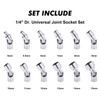 CASOMAN 12PCS 1/4" Drive Universal Flex Socket Set, Metric, 5mm