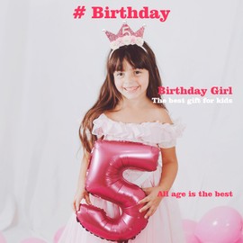 Birthday Girl Crown Headband for 5 Year Old - Birthday Crown Headband for Girls Birthday Tiara for Girls Princess Crowns for Little Girls 5thBirthday Girl Outfit 5th Birthday Decorations for Girls