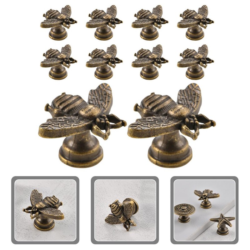 Angoily 10pcs Retro Cabinet Knobs Decorative Bee Drawer Pulls Wardrobe