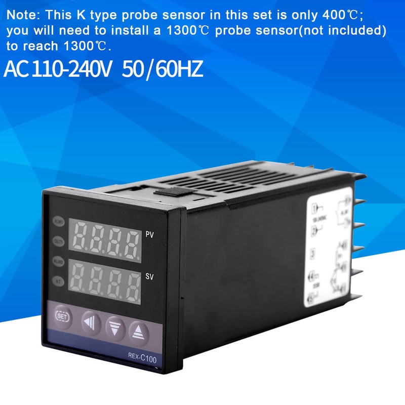 0℃~1300℃ Digital Alarm REX-C100 Dual Digital Temperature Controller Thermocouple LED