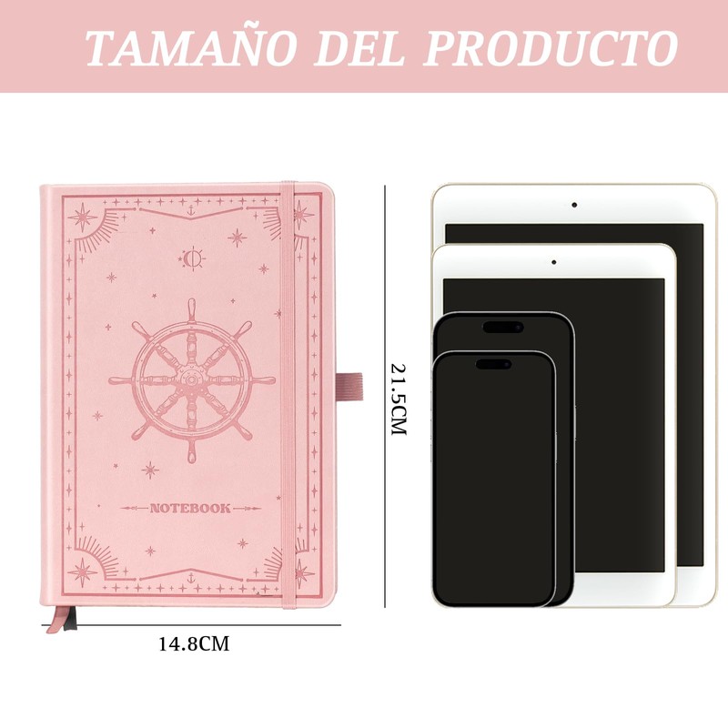Libretas Pasta Dura,Libreta de Notas,Cuaderno A5 Tapa Blanda de Piel