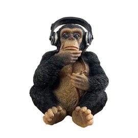Alfie Francis 17.5cm Tall Monkey wearing Headphones Ornament Statue Figurine Gorilla Animal Home Decor Gift