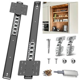 Pocket Door Hardware Slide Kit - Heavy Duty Hidden Sliding & Pivot Hinge System with Magnetic Catches, Soft Close Retractable Cabinet Door Slides for Wardrobe, Kitchen & Recessed Doors（24in,Set 1 ）