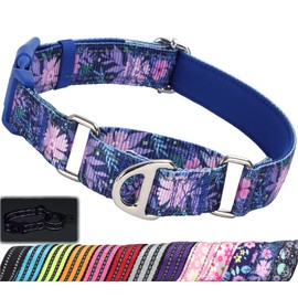 MAOWUWUJOZ Martingale Collar for Dogs - No Slip Choke Heavy Duty Collar with Reflective Nylon, Quick Release Buckle & Bohemian Floral Pattern for Training, Walking & Overexcited Dogs L