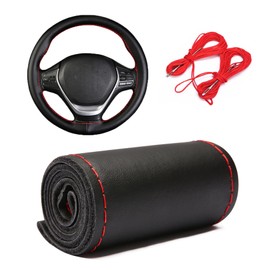 Car Steering Wheel Cover, Stitch on Wrap, Breathable Anti-Slip Car Steering Wheel Protector for Max Diameter 15", DIY Sewing with Needle Thread, Universal Car Interior Accessories for Most Models