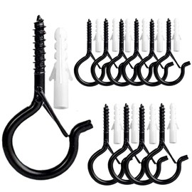 AAFB Pack of 30 Q Hanger Screw Hooks - 2.2 Inches Screw in Hooks with Safety Buckle for Hanging Christmas Patio Lights and Plants - Perfect for Indoor and Outdoor (Q Shape Black 30 PCS)