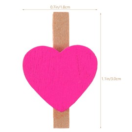 Kisangel 50pcs Mini Wooden Heart Pegs, DIY Clothes Clips Photo Mini Paper Pegs for Cards Paintings Scrapbookings Wedding Valentines Day Decor (Rosy)