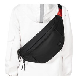 Large Crossbody Fanny Pack for Women Men,Waterproof Waist Bag Pack with Adjustable Strap & 5-Zipper Pockets,Black