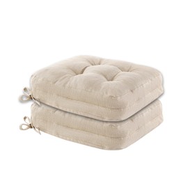 LYLNBYWK Dining Chair Cushions Set of 2, Double-Layer Memory Foam Kitchen Seat Cushions, Non-Slip Thickened Chairs Pads with Ties, 16.5"x16.5"x 3.5", Beige
