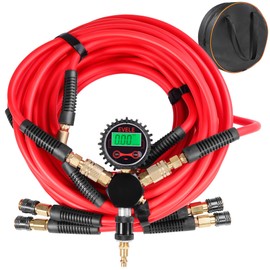 Off-Road Rapid 4-tire Inflation Deflation System, Portable Simultaneous 4 Wheels Inflator Deflator with Digital Pressure Equalizer Gauge, Overlanding Tire Pressure Adjustment Control Kit