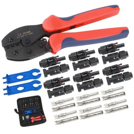 Solar Crimping Tool Kit LY-2546B Crimping Pliers with Male Female Solar Cable Connectors, Solar Spanner Wrench for MC4 Connectors Solar Panel 2.5/4/6mm² AWG14/12/10