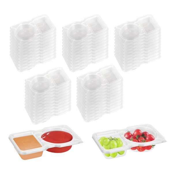 Tefola 30Pcs Contenedores para Snacks de Doble Compartimento con Tapa,