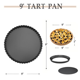 FORBAKE 9" Round Tart Pan 2 Pack, Non-Stick Quiche Pan with Loose Bottom, Fluted Edges on Your Tarts & Quiches, Heavy Duty Carbon Steel Pie Pans for Oven Baking, Black - Bake Like a Pro