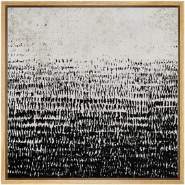 SIGNWIN Framed Canvas Print Wall Art Grunge Industrial Duotone Landscape Abstract Shapes Illustration Modern Art Decorative Nordic Minimal Calm/Zen for Living Room, Bedroom, Office - 16"x16" Natural