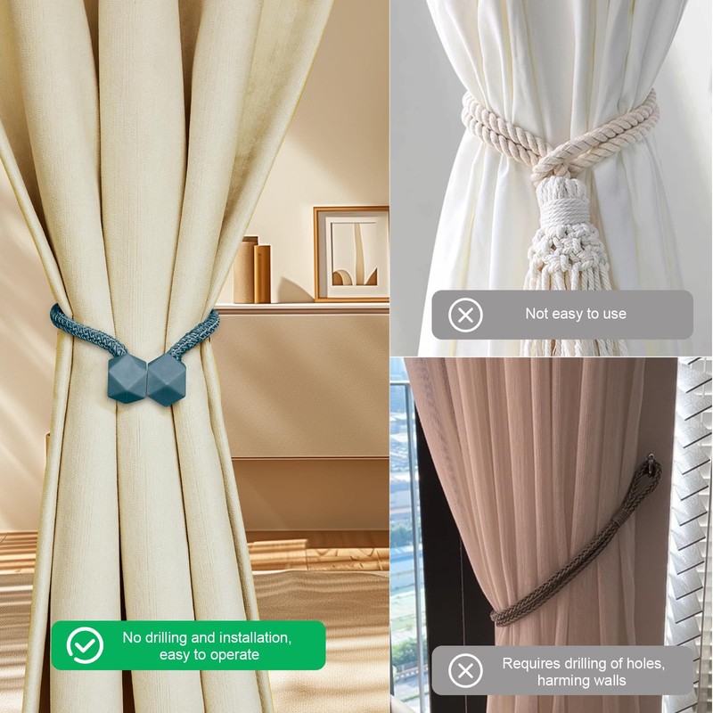 Yazikisa Curtain Holdbacks Magnetic Curtains Tiebacks Tie Back Drapery Holders