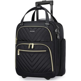 Miusse Carry-on Underseat 16-Inch Luggage with Wheels, Lightweight Design for Men and Women, Softside Rolling Travel Bag - Color: Black