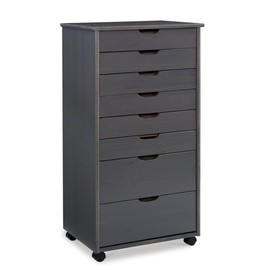 Riverbay Furniture 8-Drawer Transitional Wood Storage Cart w/Casters in Gray