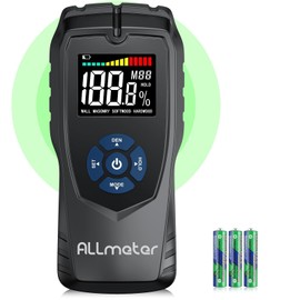 ALLmeter Pinless Moisture Meter Wood Moisture Meter for Walls Drywall Wood Masonry with LCD Display Sound Alarm for Woodworking and Building Projects Moisture Detector Within +/- 4% Accuracy