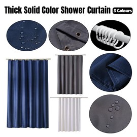 AIMALL Thickened White Fabric Shower Curtain, Polyester Waterproof Hotel-Grade Liner, Plain Color, Durable & Easy Care