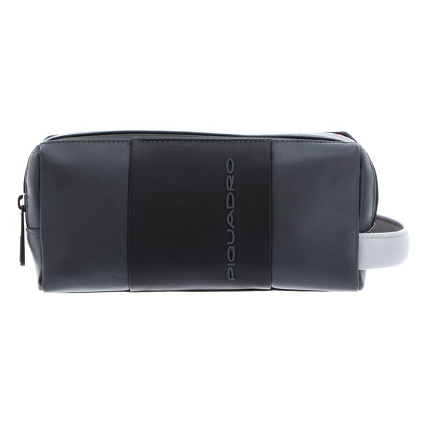 Piquadro Urban Leather Toiletry Bag 23 cm, Grey-Black, 0