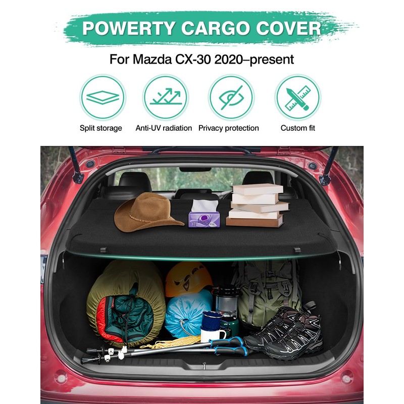Powerty Cargo Cover for 2020-2025 Mazda CX-30 CX30 Retractable Trunk