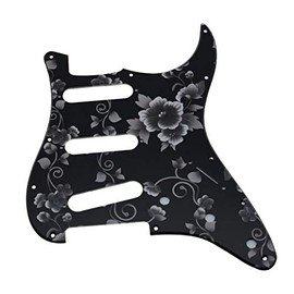 Dopro 11 Hole Strat Style Guitar 3D Printed Plastic Pickguard Bridge Reversed with Screws For Fender Jimi Hendrix Stratocaster Flower Pattern