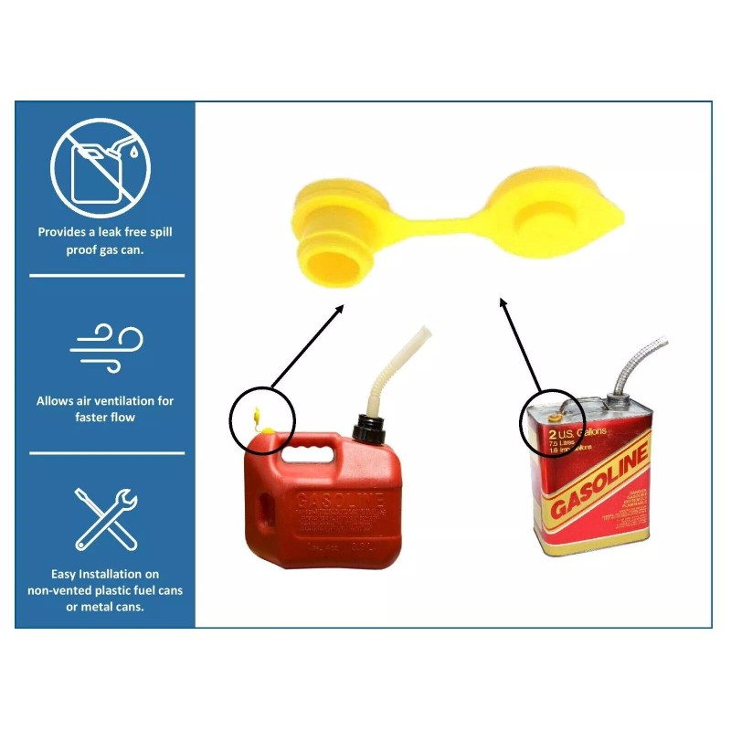 Unbranded 5Pcs Yellow Fuel Gas Can Jug Vent Cap Blitz