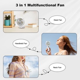 Handheld Fan Mini, Cute Hand Fan Portable, Powerful USB Rechargeable Fan with 4 Speeds and LED Display for Kids Women, Battery Small Electric Hand Held Fans Folding for Desktop/Office/Travel-White