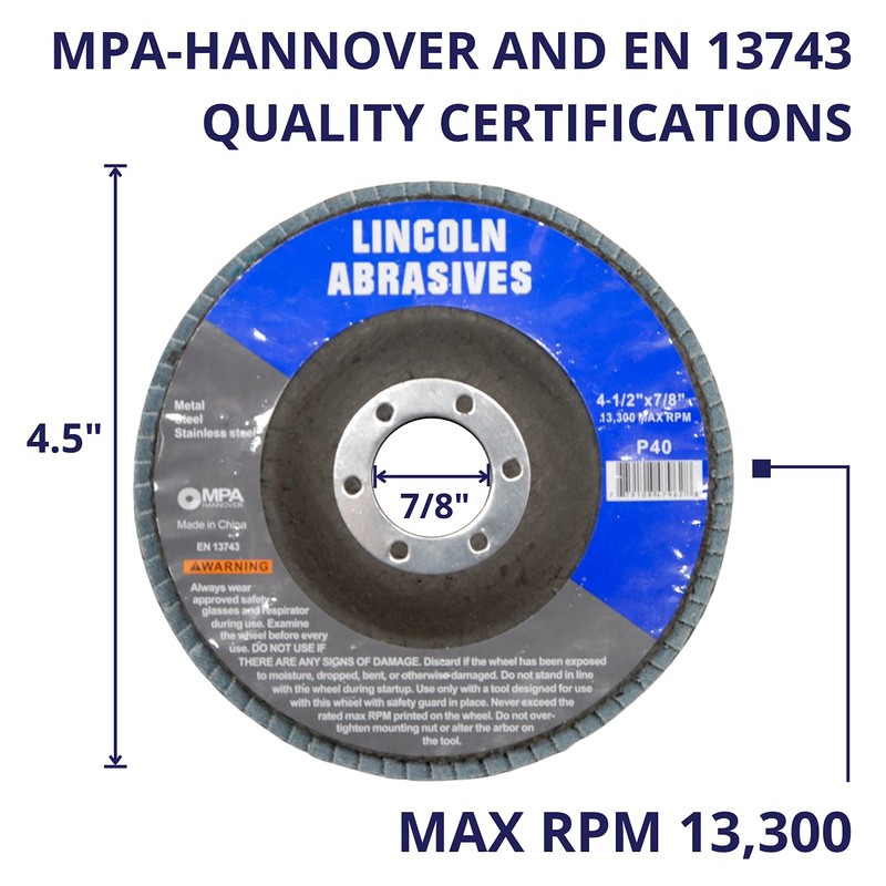 60 Pack Flap Discs 40 Grit 4.5" x 7/8" Sanding