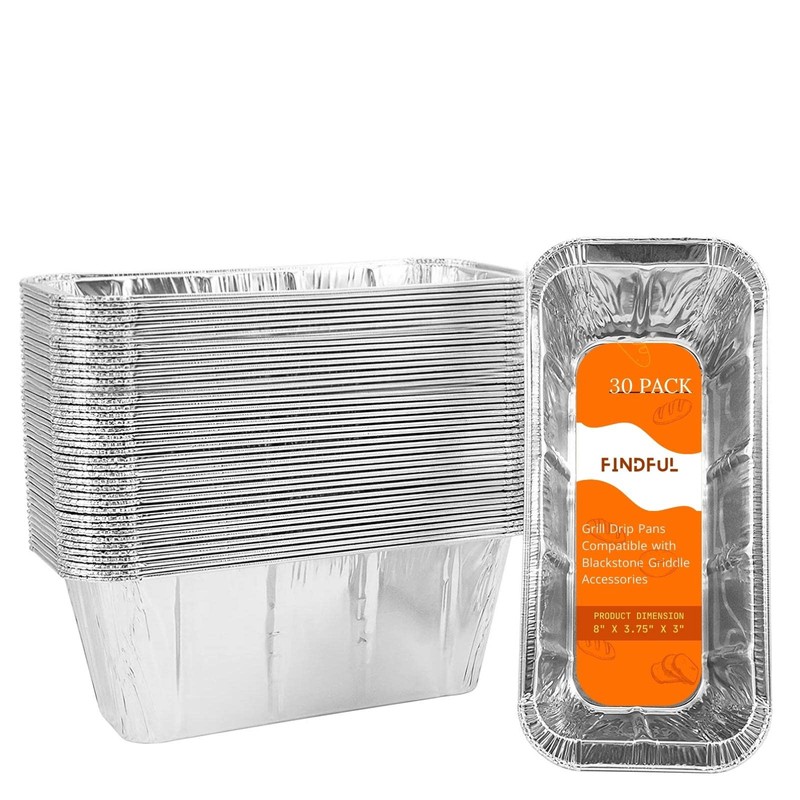 Findful 30-Pack Blackstone Griddle Accessories Drip Pan Liners, Aluminum Foil