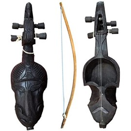 Sarangi Traditional Nepali Folk Musical Instrument Violin Gaine Single Wooden 14IN Sarangi Great for Decoration - Can Be Played By Professionals Only, Learn Music & Decorations I Handmade In Nepal