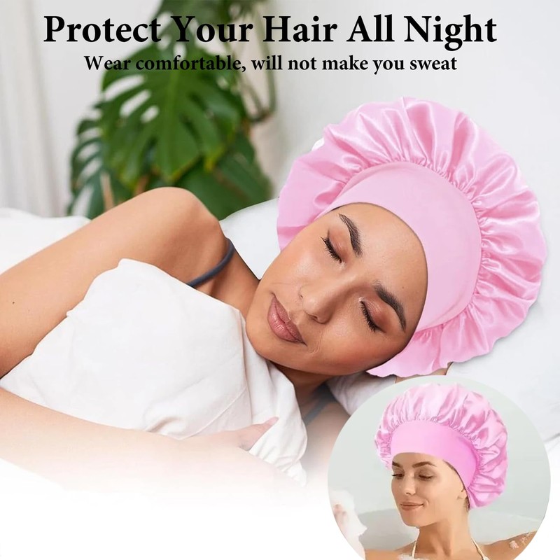 PhieeSeriy 2 Pack Silk Bonnet for Sleeping Women, Adjustable Soft