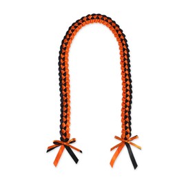 hhdatc Graduation Leis Class of 2024 Ribbon Lei Necklace Braided Necklaces gift for Student Graduation Gifts Party Supplies（Orange Black）